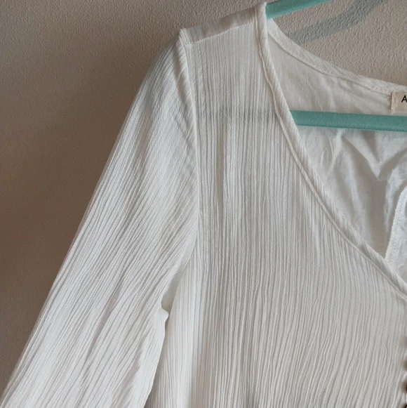 Anself White Gauze Long Sleeve Lagenlook Tiered Maxi Dress - Picture 8 of 9